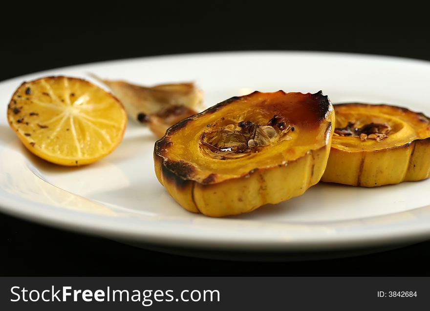 Healthy Roasted Delicata Squash with Garlic and Lemon