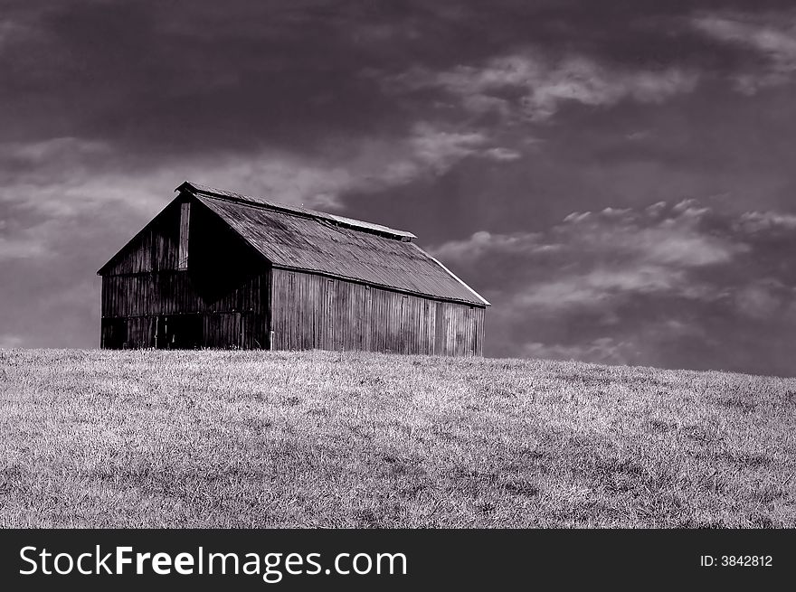 Beautiful sepia image of vintage kentucky Horse barn