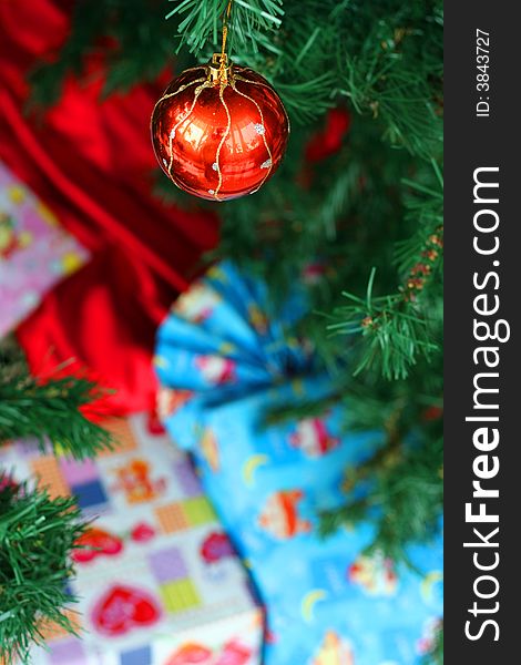 Christmas object and blur gifts background