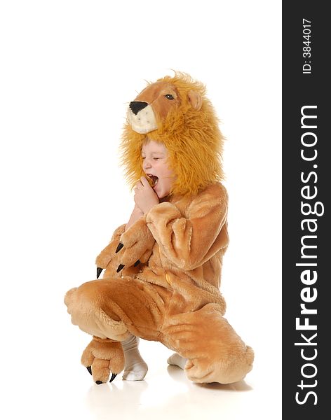 The boy in a fancy dress of a lion