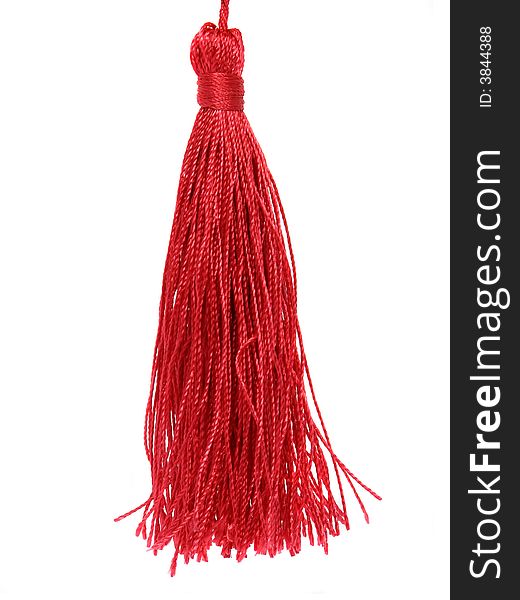 Red brush made of thread decoration for curtain