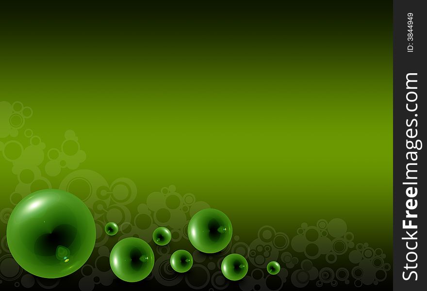 Green Glass Bubbles On A Green Background