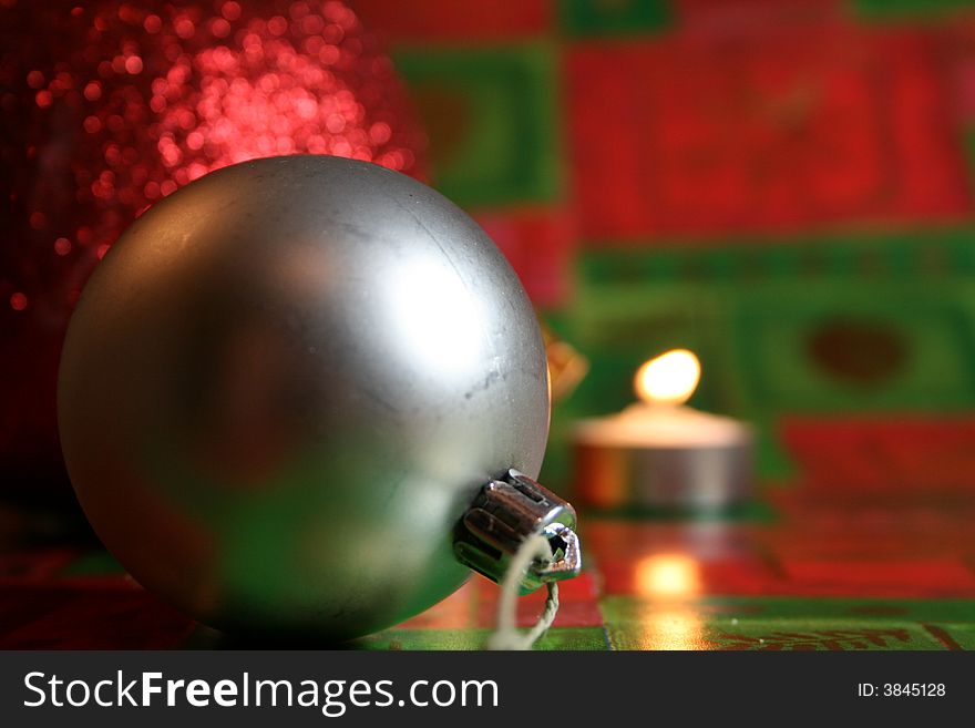 A beautiful composition of light and Christmas items. A beautiful composition of light and Christmas items.