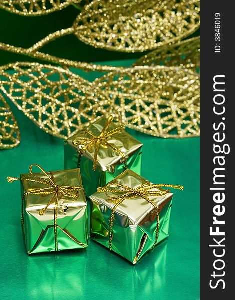 Golden gift boxes