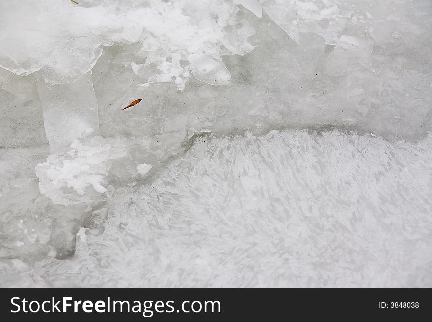 Freezed water in winter, outdoor photo