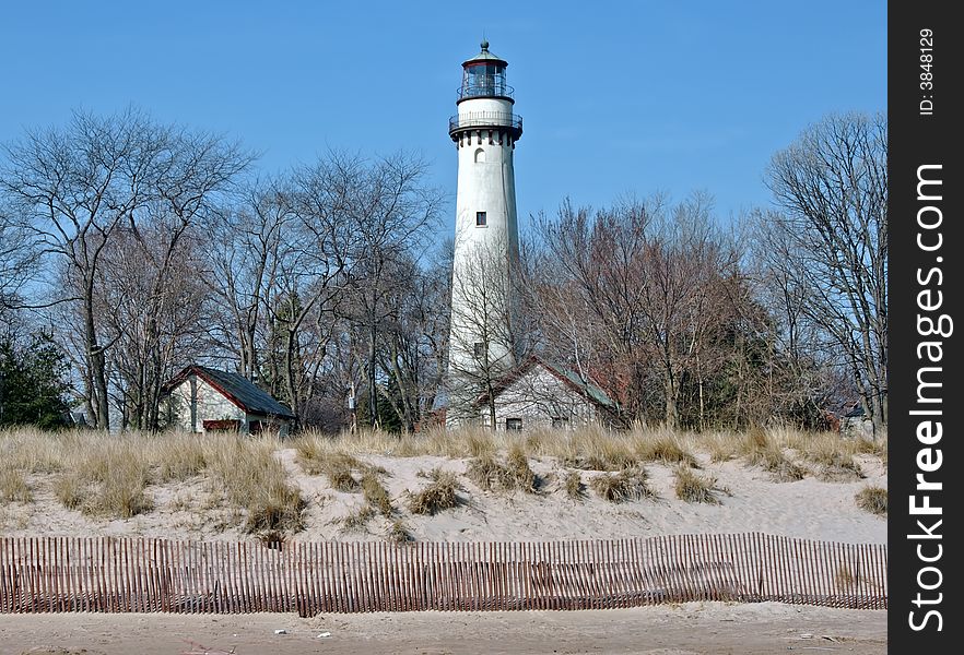 Grosse Point Lighthouse on Lake Michigan in Evanston Illinois.