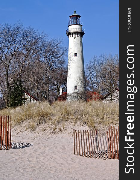 Grosse Point Lighthouse on Lake Michigan in Evanston Illinois.