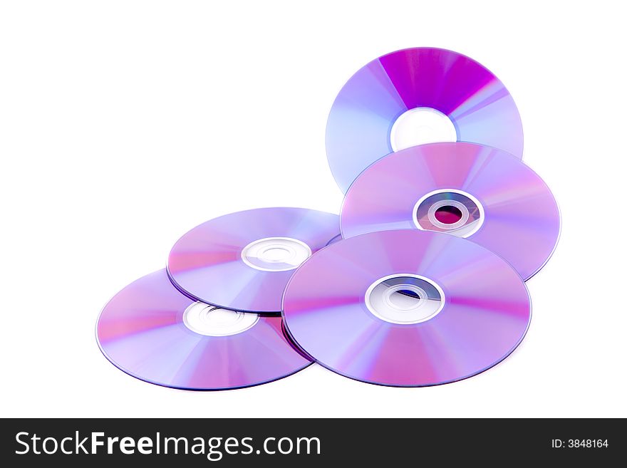 Compact Discs On White Background