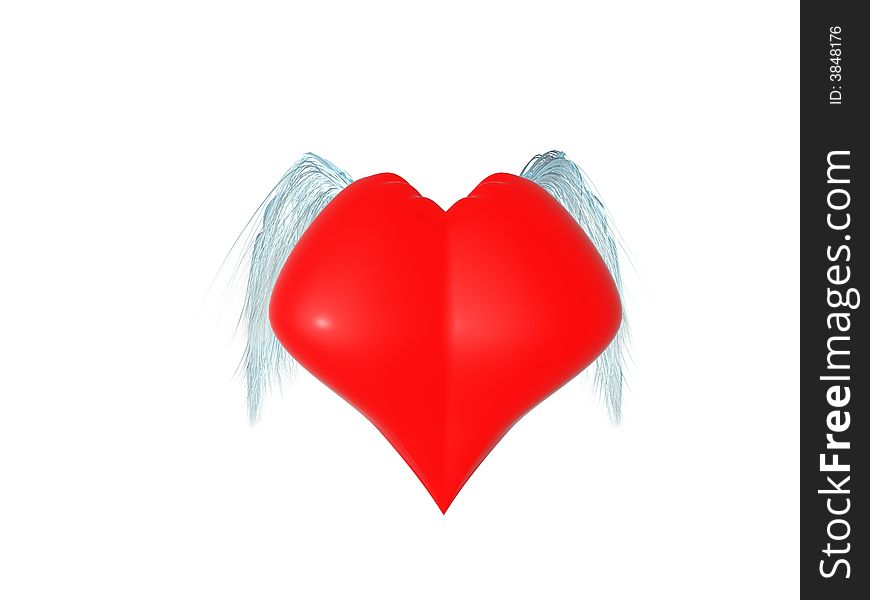 3d shape red heart wings