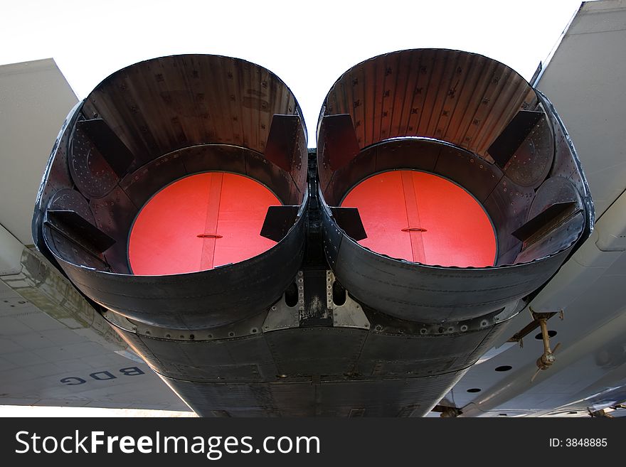 Close up view of Concorde jet exhaust pipes