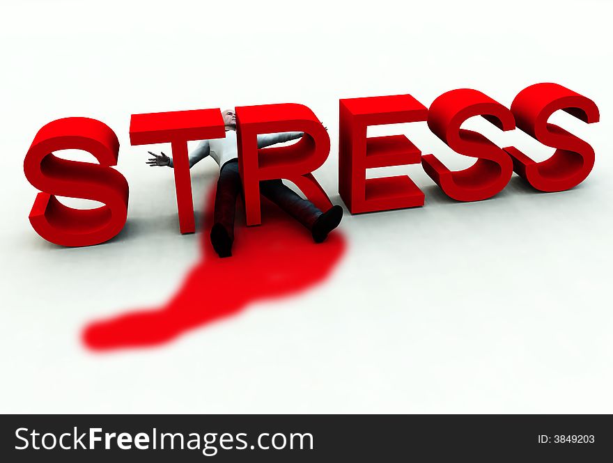 An image of a person who is literally killed by the danger of stress. An image of a person who is literally killed by the danger of stress.
