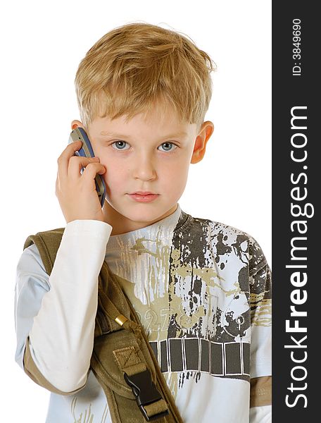 The boy speaking by phone