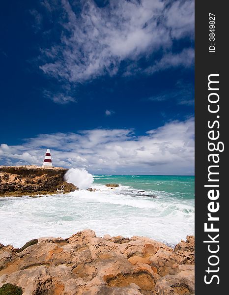 Erected on Cape Dombey in 1852, the Obelisk was used to navigate the entrance to Guichen Bay and to store rocket lifesaving equipment. The firing of rockets, carrying baskets to distressed ships to bring passengers ashore, saved many lives. It later assisted passing ships with navigation because its height of 12m (40 ft) makes it visible 20km (12 miles) out to sea. The erosion of the land surround. Erected on Cape Dombey in 1852, the Obelisk was used to navigate the entrance to Guichen Bay and to store rocket lifesaving equipment. The firing of rockets, carrying baskets to distressed ships to bring passengers ashore, saved many lives. It later assisted passing ships with navigation because its height of 12m (40 ft) makes it visible 20km (12 miles) out to sea. The erosion of the land surround