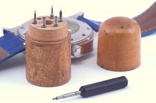 Ancient Set Of Screw-drivers For Watch. Stock Photo