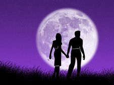 Couple In The Moon Stock Images Couple In The Moon Stock Images