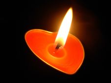 Red Heart Candle In The Dark Royalty Free Stock Images
