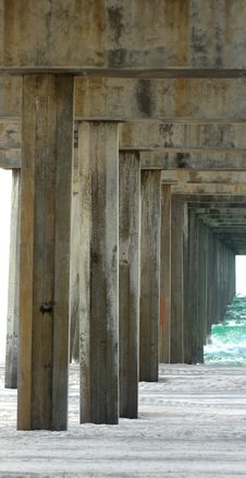 View Under A Pier On The Oceanfront Royalty Free Stock Photography View Under A Pier On The Oceanfront Royalty Free Stock Photography