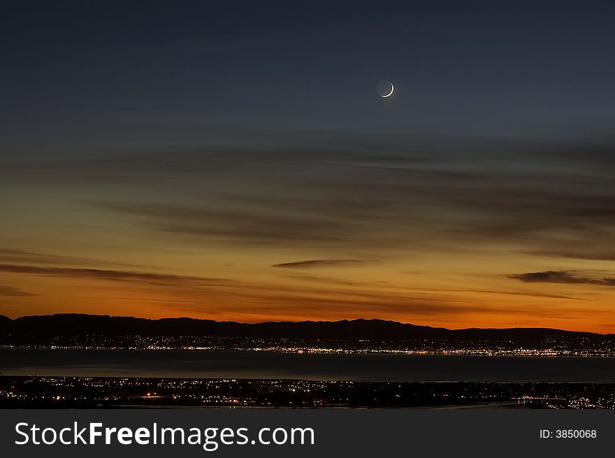 Moon rising over San Francisco Bay. Moon rising over San Francisco Bay