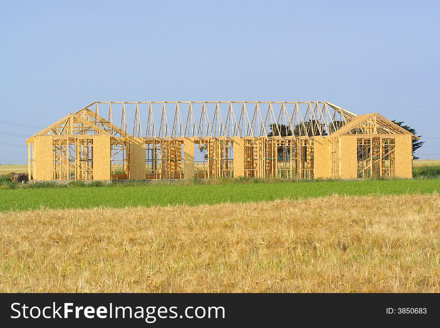 New house frame under construction