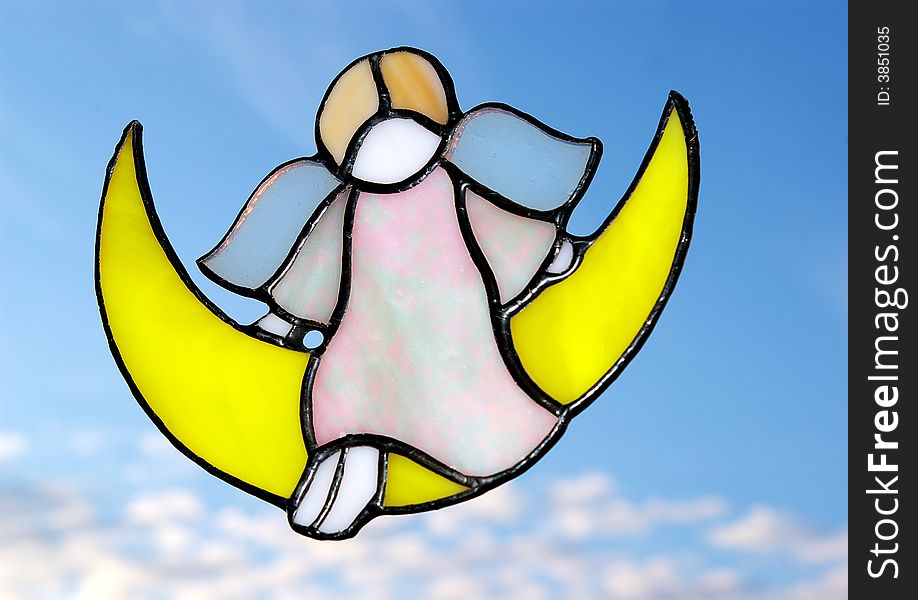 Stained-glass window angel in the sky