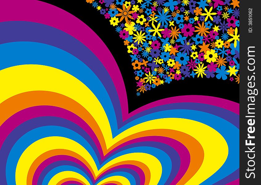 Brightly Colored Flower Rainbow Background