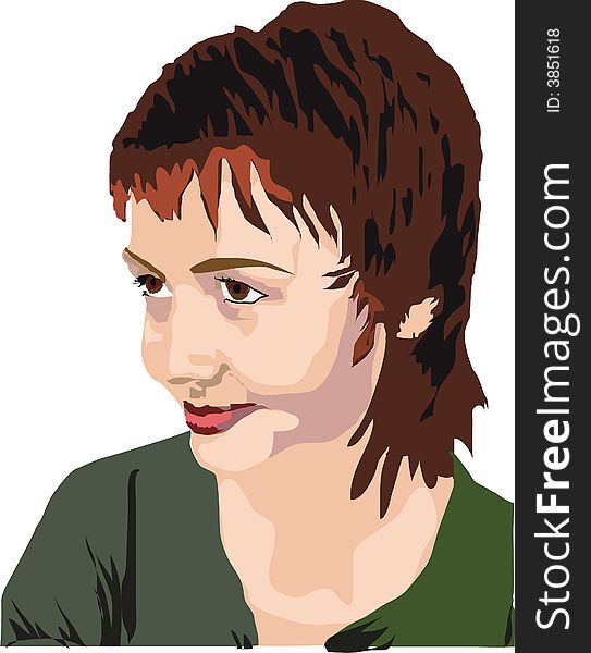Portrait of the young woman on a white background. A illustration