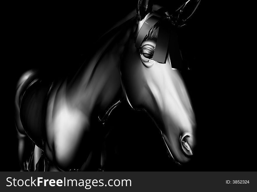A 3 D render of a horse