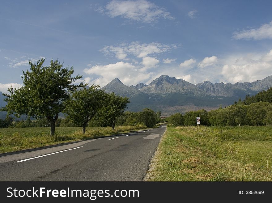 Solitary street  to high tatras, Slovakia. Solitary street  to high tatras, Slovakia