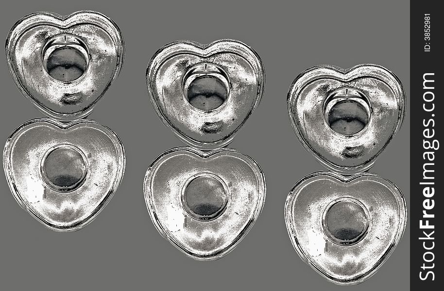 Silver hearts, glass hearts, valentine's hearts.