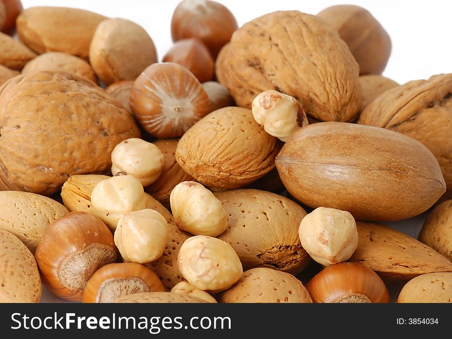 Mix of different nuts in closeup. Mix of different nuts in closeup