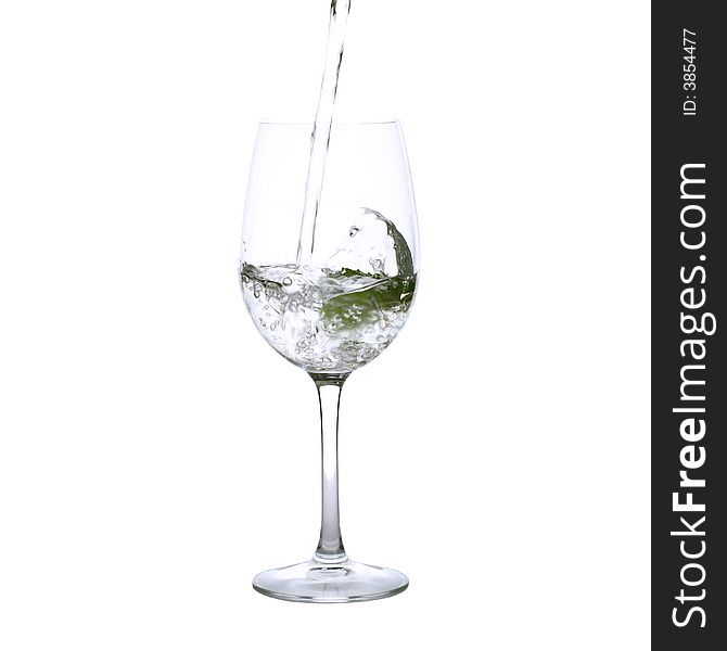 Water glass with stream and splash