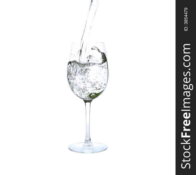 Water glass with stream and splash