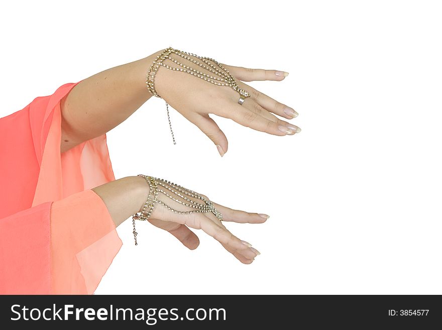 Hand of girl, isolated on a white background