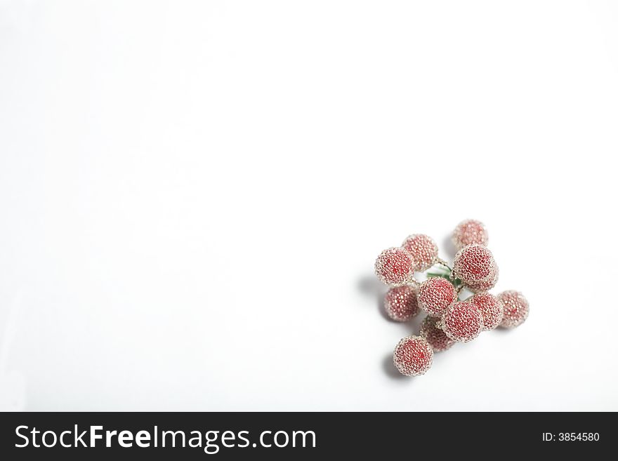 Cherries Christmas ornament on white background