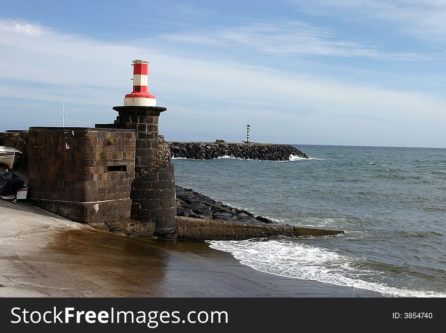 Red lighthouse, Sao Miguel island, Azores