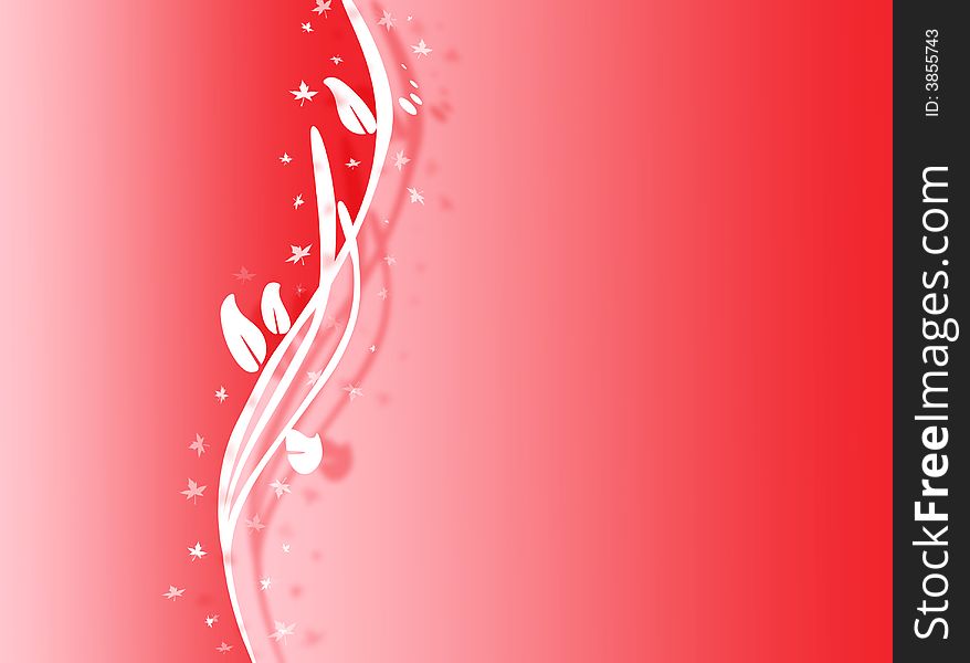 Colorful red background with white floral decoration. Colorful red background with white floral decoration