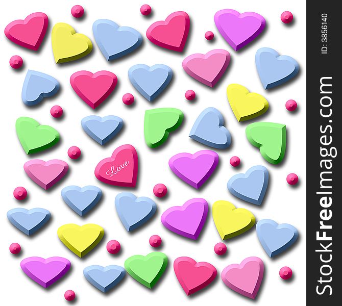 Colorful valentine candy hearts on solid  background. Colorful valentine candy hearts on solid  background