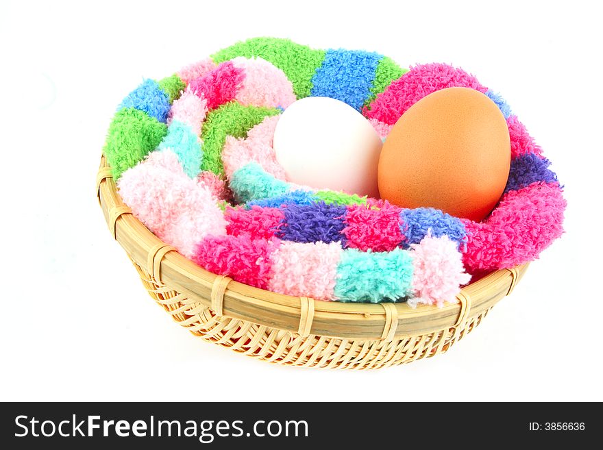Fluffy multicolored clutch for two easter eggs. Fluffy multicolored clutch for two easter eggs