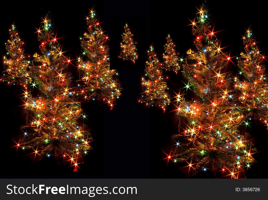 Xmas tree (lights) on the black background. Xmas tree (lights) on the black background