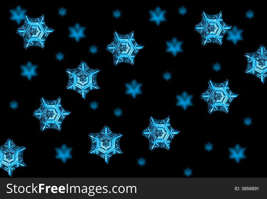 Snow flakes background with the blue color