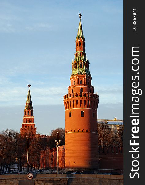 Moscow, Russia, towers and fragment of kremlin wall. Moscow, Russia, towers and fragment of kremlin wall.