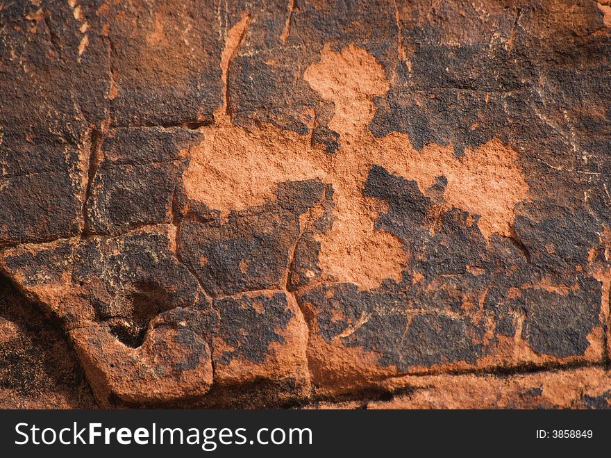 Native American petroglyph on canyon wall - Valley of fire SP