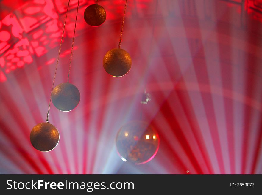 Red christmas decoration of disco club