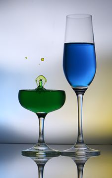 Splashing Water Drop On Wine Glass Stock Photos Splashing Water Drop On Wine Glass Stock Photos