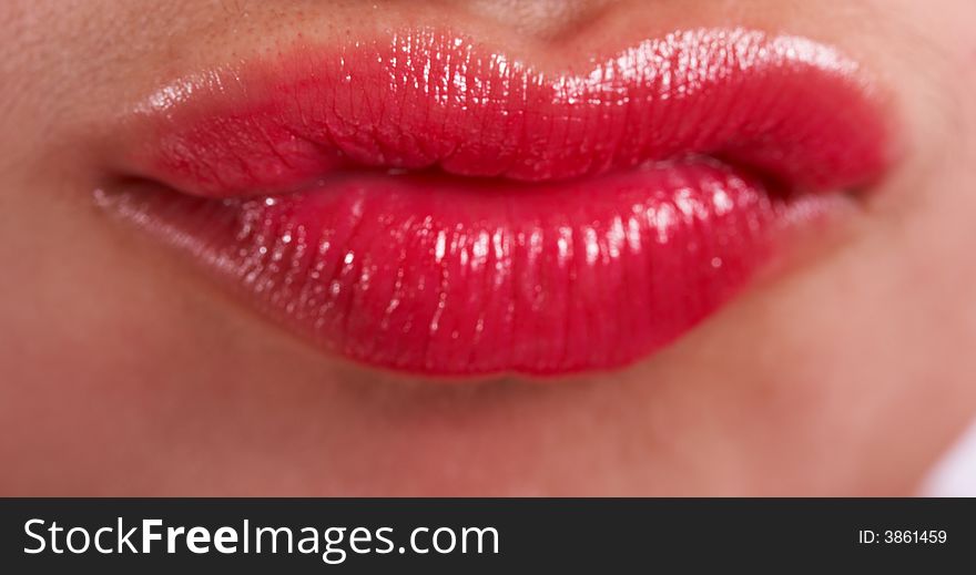 Close-up of a woman's red lips