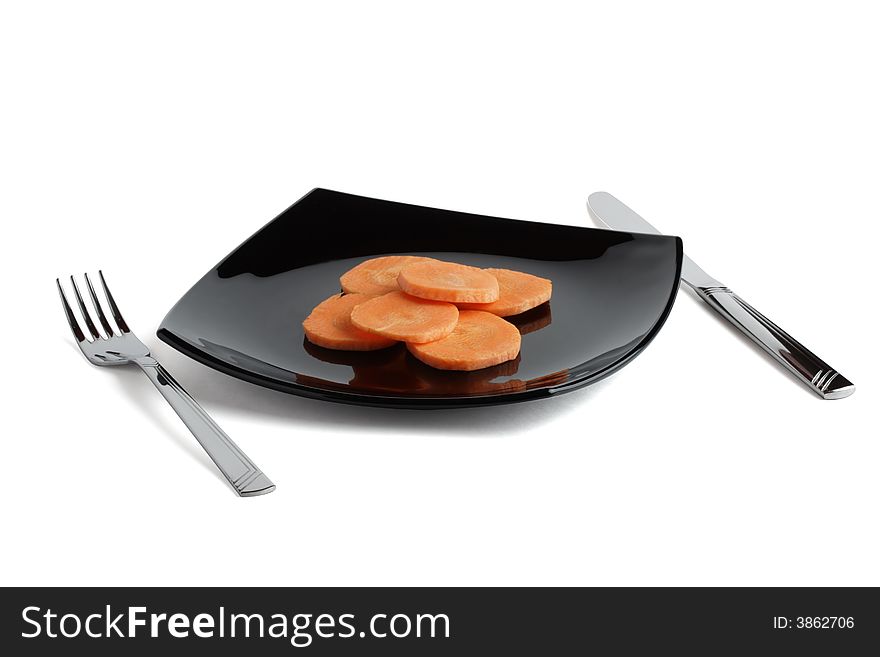 Fork, Knife, Black Plate