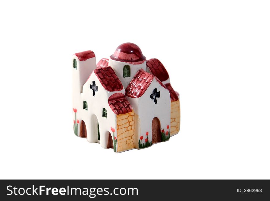 Isolated toy church on white