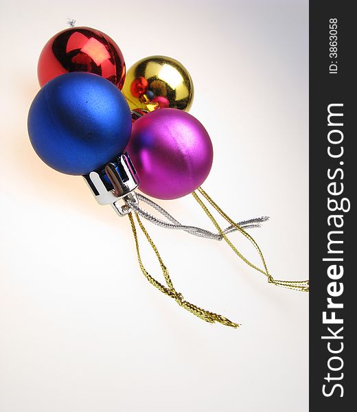 Four New Year's spheres on white background. Four New Year's spheres on white background