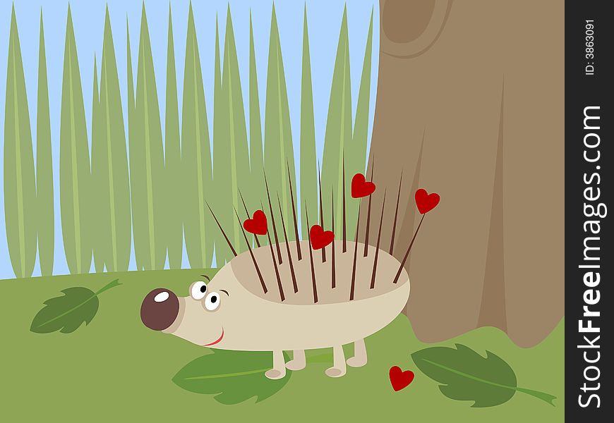 Hedgehog with hearts on thorns