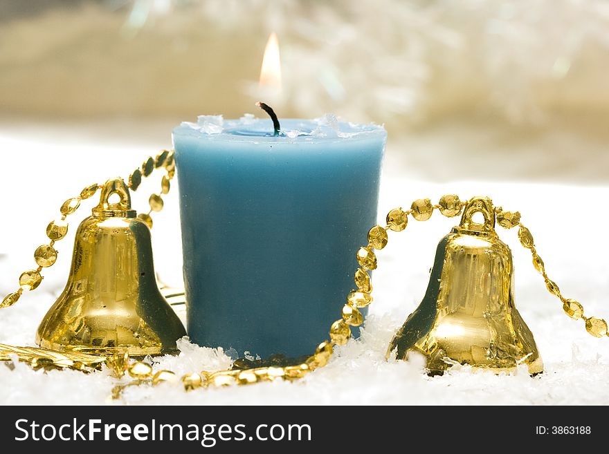 Festive new-year candle with handbells